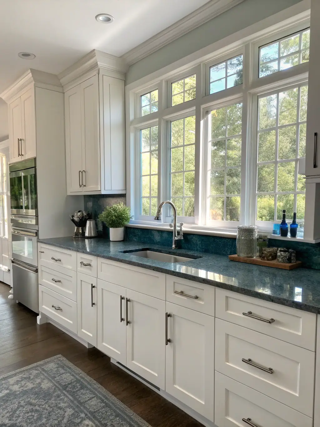 A beautifully renovated kitchen with modern appliances, stylish countertops, and impeccable finishing, showcasing the high-quality results of ED Renovation & Repair Services.